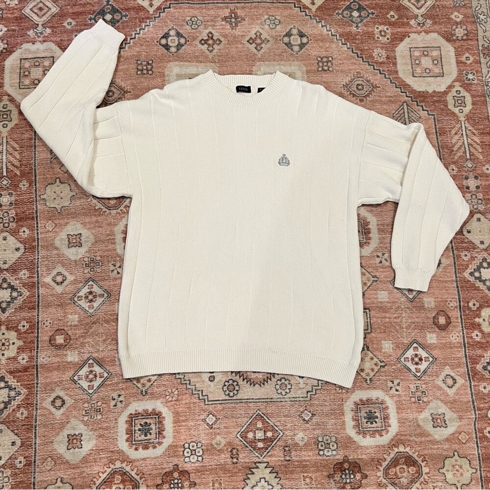 Men's Izod Cream Ribbed Knit Sweater